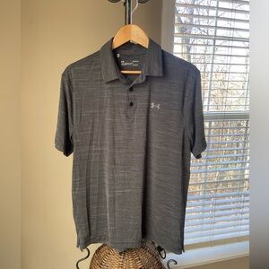 Under Armour Golf Polo HeatGear  Black/gray Athletic Shirt Mens Sz Large